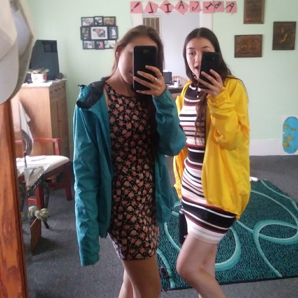 Flower print dress (left)